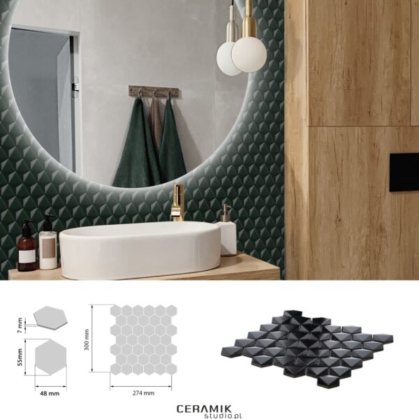 Mozaika 3D Hex Black