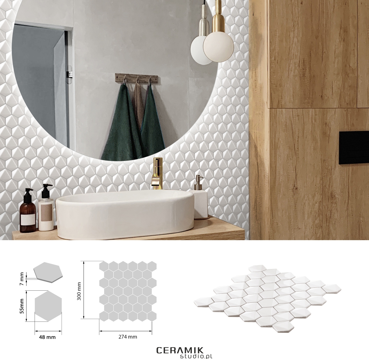 Mozaika 3D Hex Snow