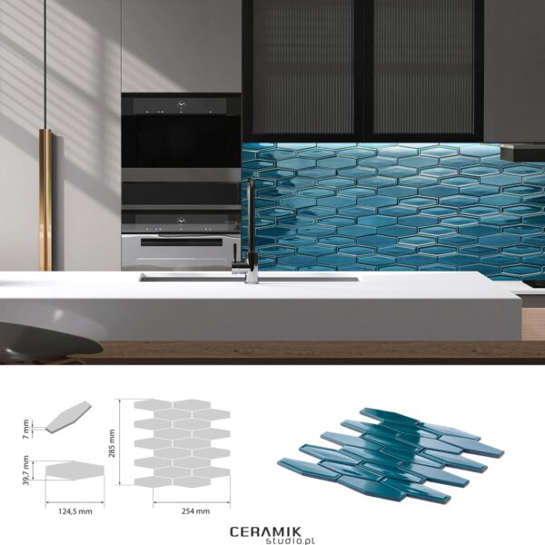 Mozaika Long Hex Turquise