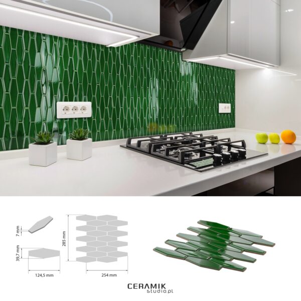 Mozaika Long Hex Green