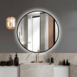 Lustro Okrągłe Podświetlane w Czarnej Ramie